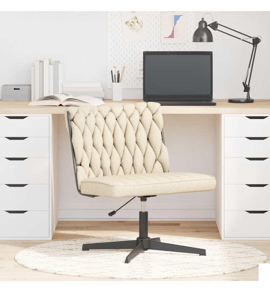 Chaise pivotante de bureau Crème Tissu