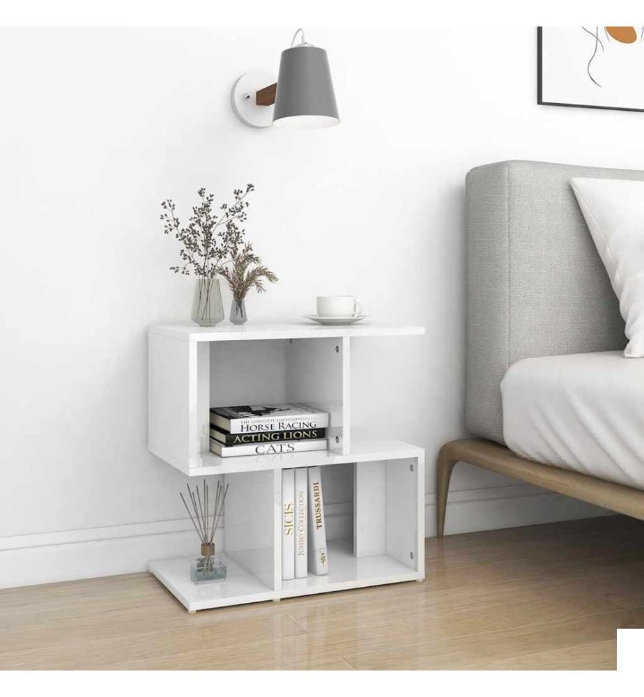 Tables de chevet 2 pcs blanc brillant bois d'ingénierie