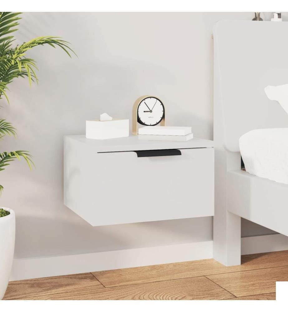 Table de chevet murale blanc 34x30x20 cm