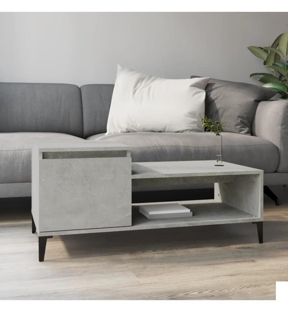 Table basse Gris béton 100x50x45 cm Bois d'ingénierie