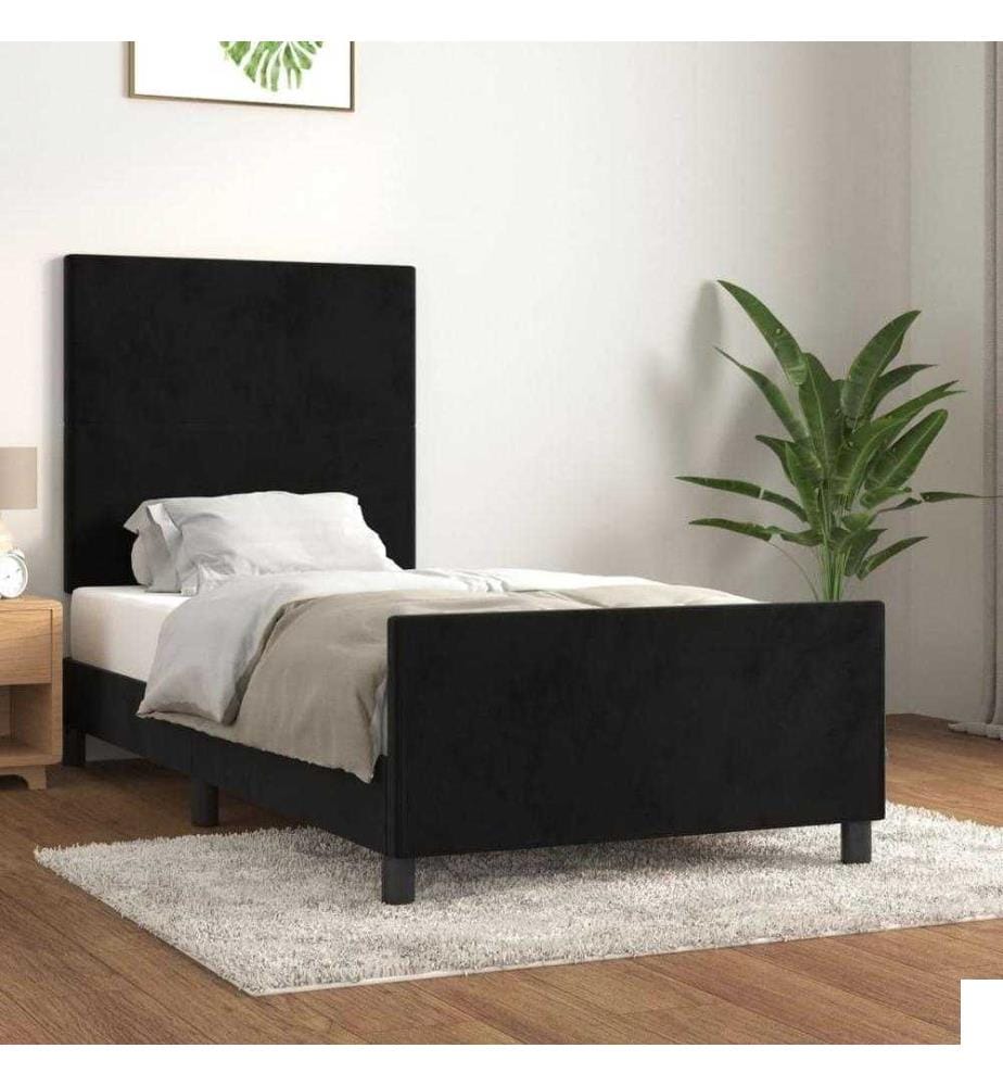 Cadre de lit avec tête de lit Noir 90x200 cm Velours
