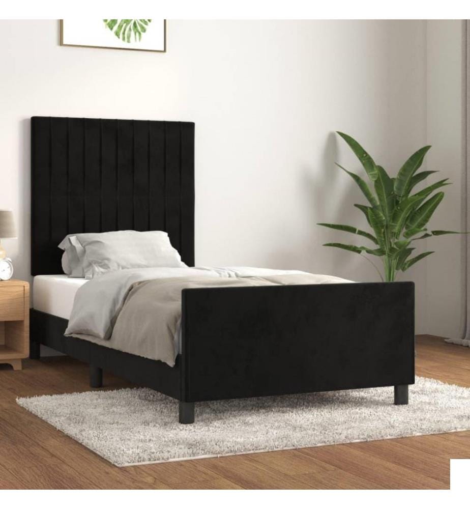 Cadre de lit avec tête de lit Noir 100x200 cm Velours