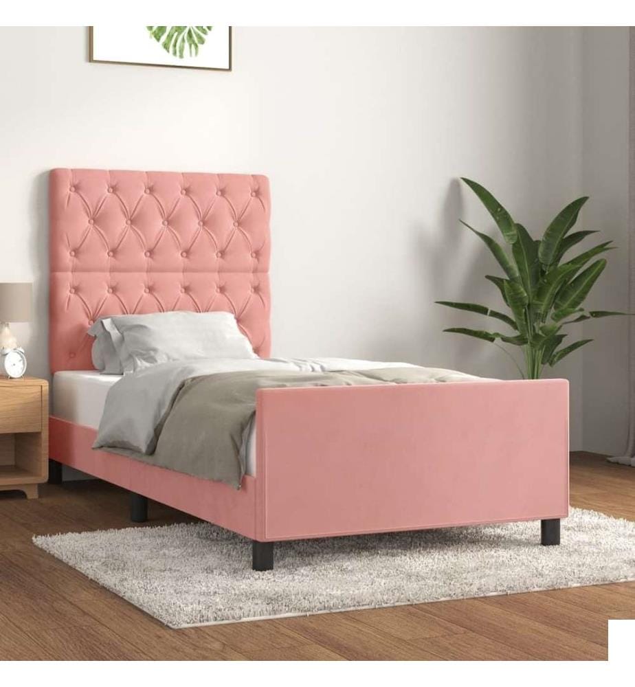 Cadre de lit avec tête de lit Rose 80x200 cm Velours