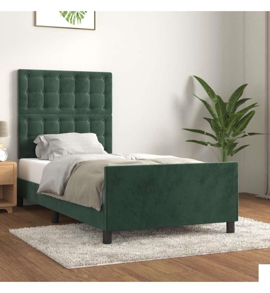 Cadre de lit avec tête de lit Vert foncé 80x200 cm Velours