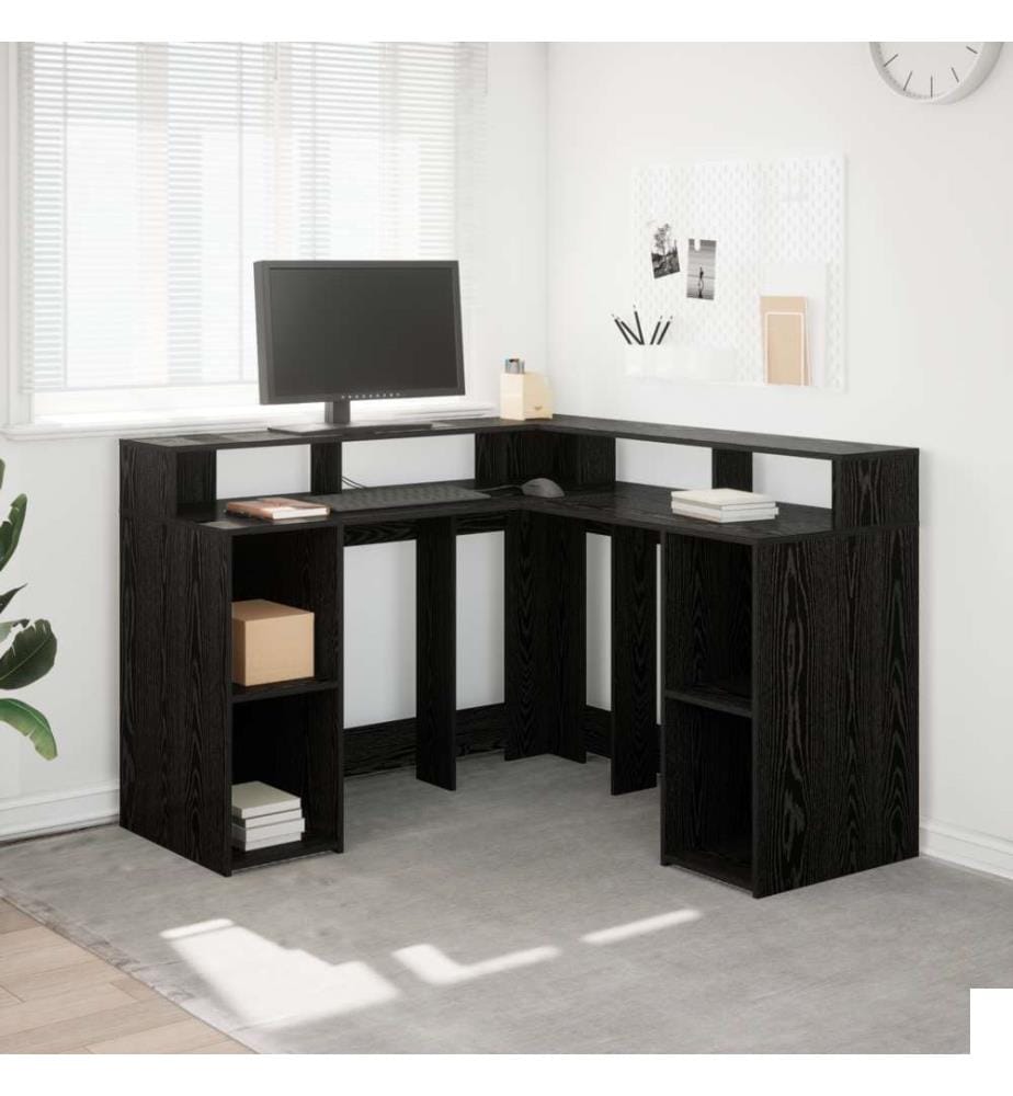 Bureau Chêne noir 130x130x91 cm Bois d'ingénierie