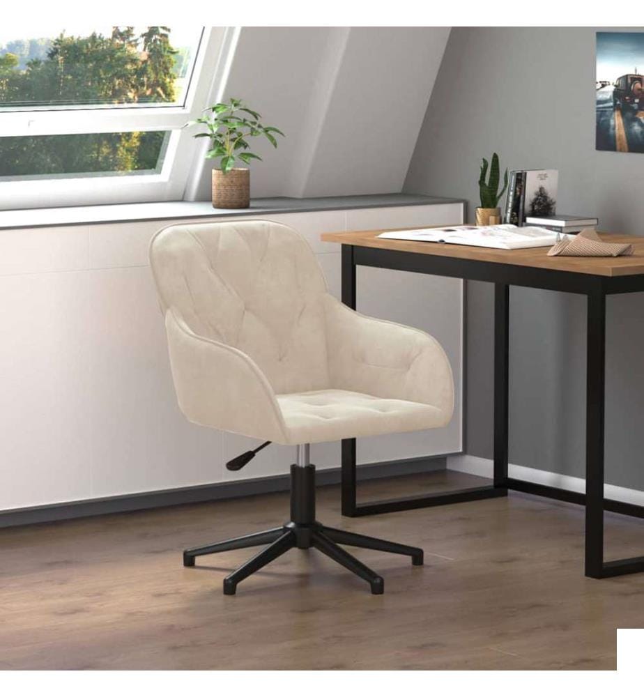 Chaise pivotante de bureau Crème Velours