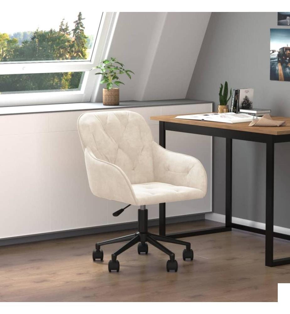 Chaise pivotante de bureau Crème Velours