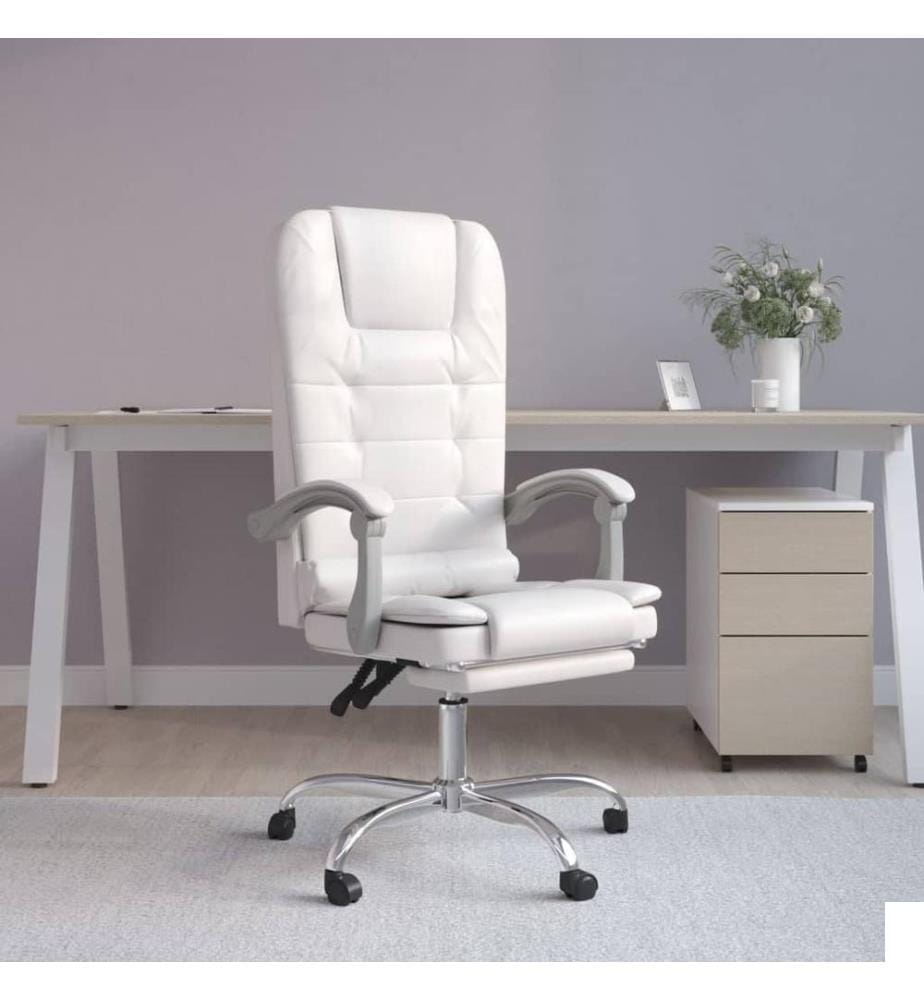 Fauteuil de massage inclinable de bureau Blanc Similicuir