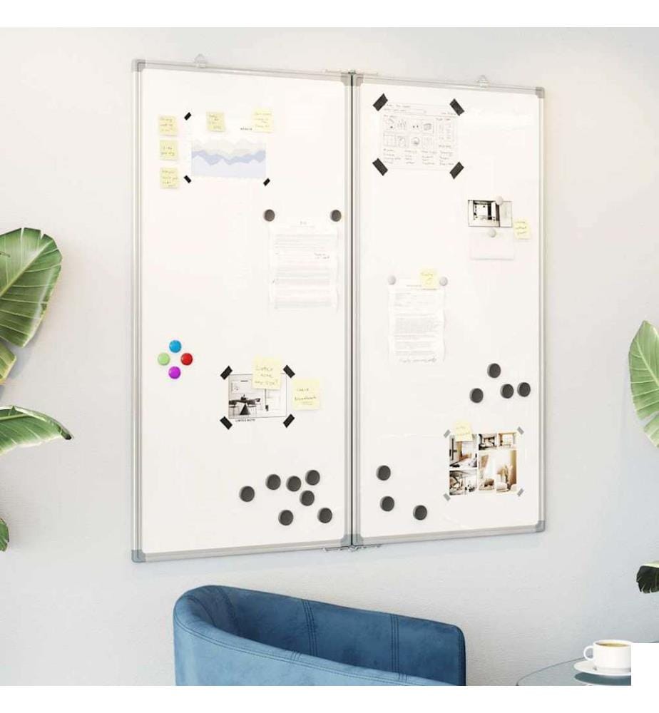 Tableau blanc magnétique pliable 80x80x1,7 cm aluminium