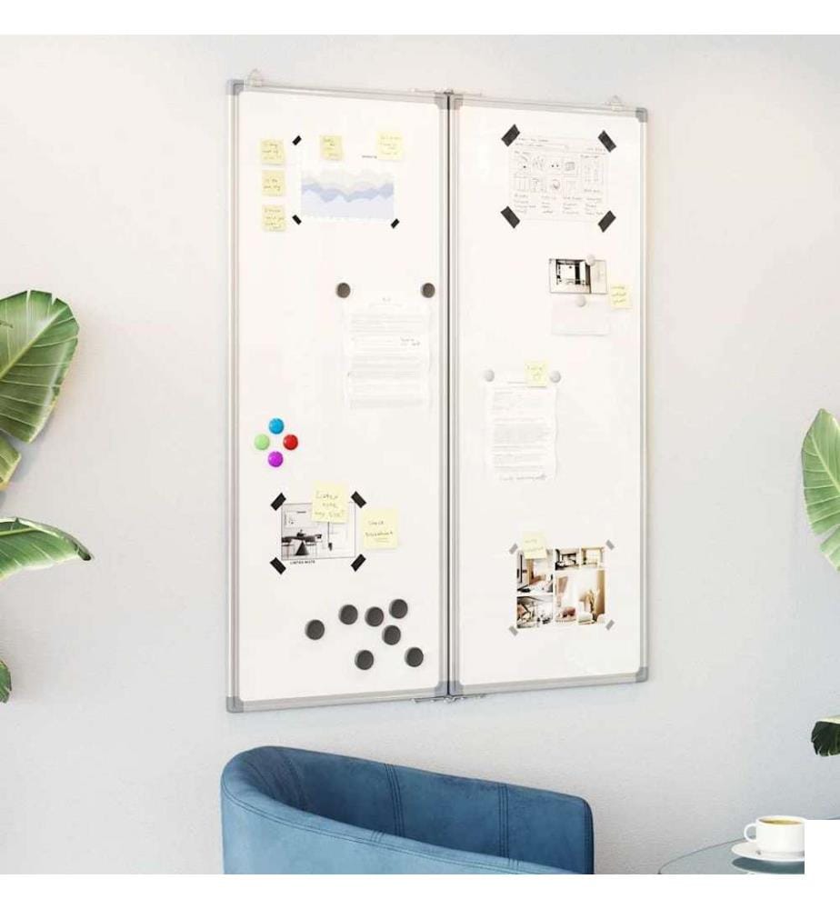 Tableau blanc magnétique pliable 80x100x1,7 cm aluminium