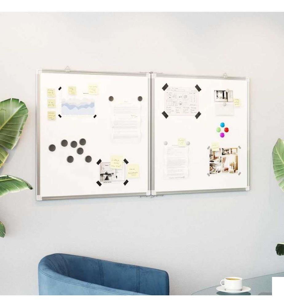 Tableau blanc magnétique pliable 120x60x1,7 cm aluminium