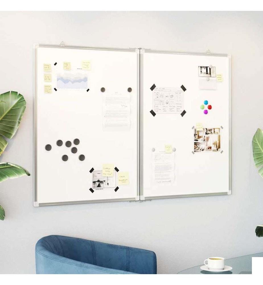 Tableau blanc magnétique pliable 120x80x1,7 cm aluminium