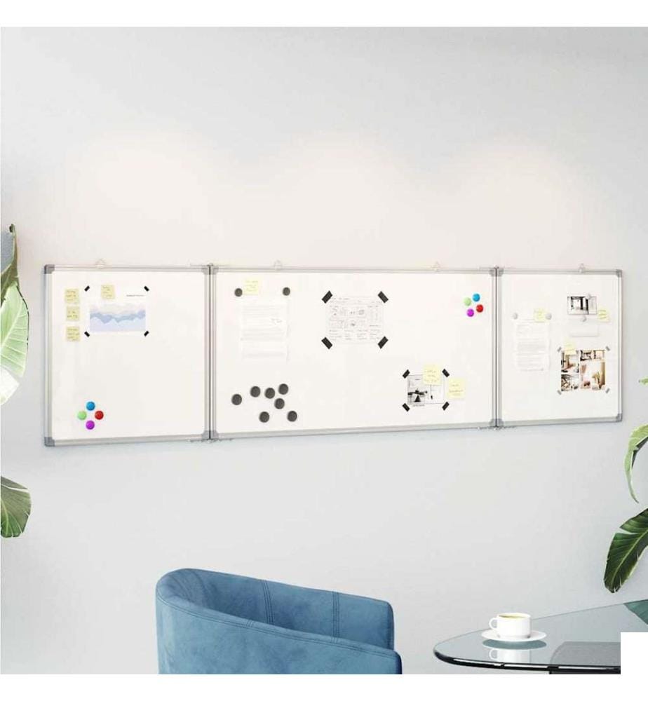 Tableau blanc magnétique pliable 160x40x1,7 cm aluminium