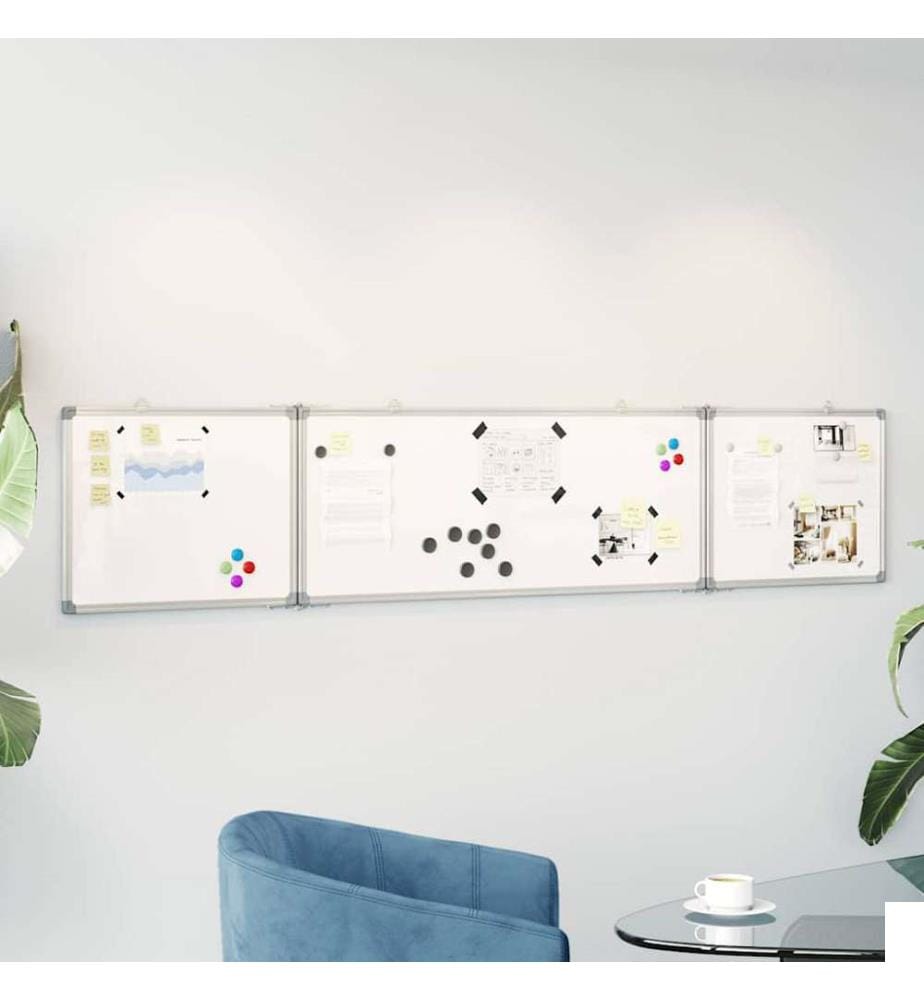 Tableau blanc magnétique pliable 200x40x1,7 cm aluminium