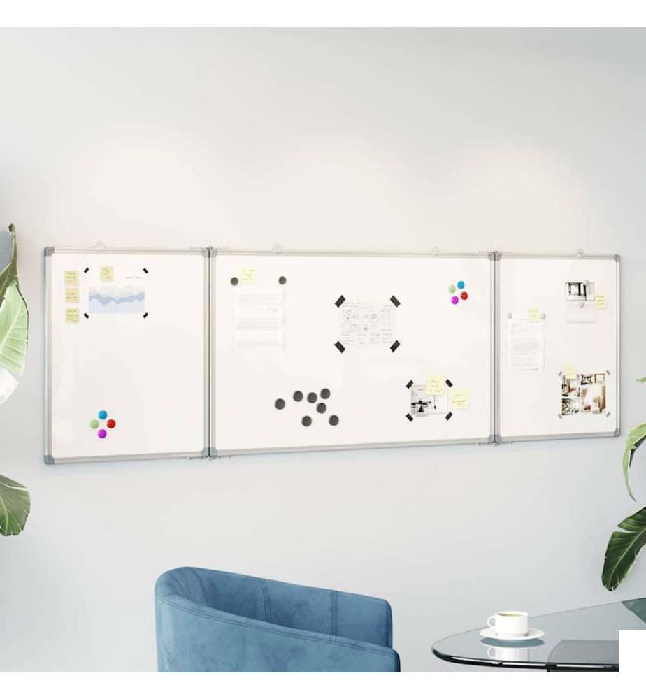 Tableau blanc magnétique pliable 160x60x1,7 cm aluminium