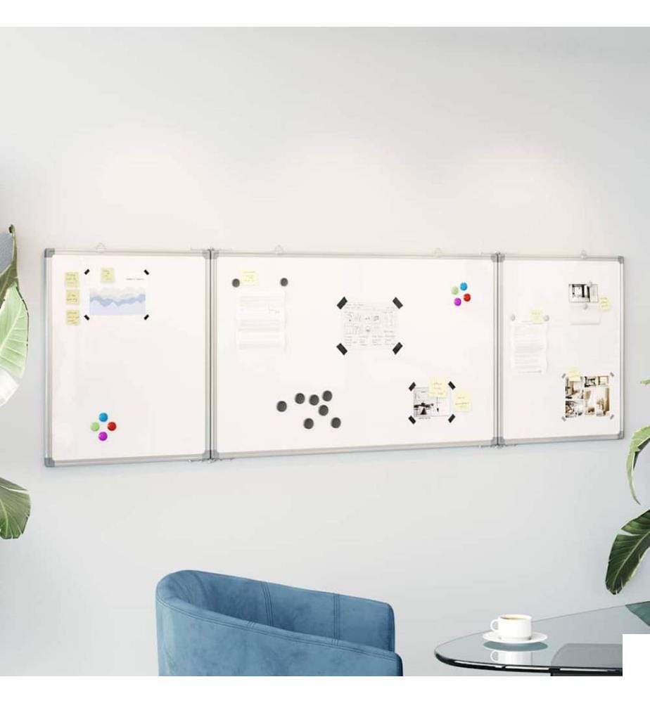Tableau blanc magnétique pliable 200x60x1,7 cm aluminium