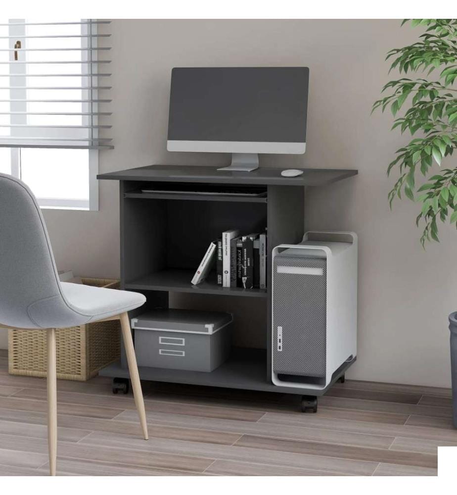 Bureau d'ordinateur Gris 80x50x75 cm Aggloméré