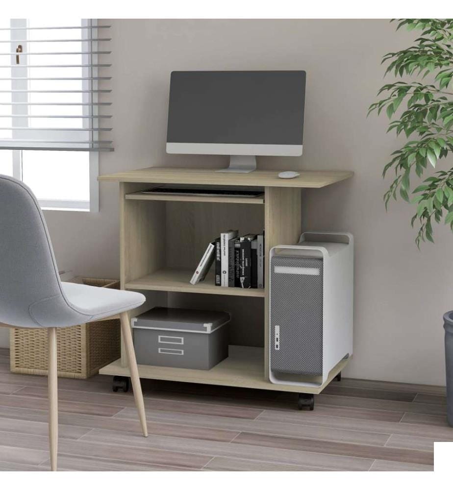 Bureau d'ordinateur Chêne sonoma 80x50x75 cm Bois d'ingénierie