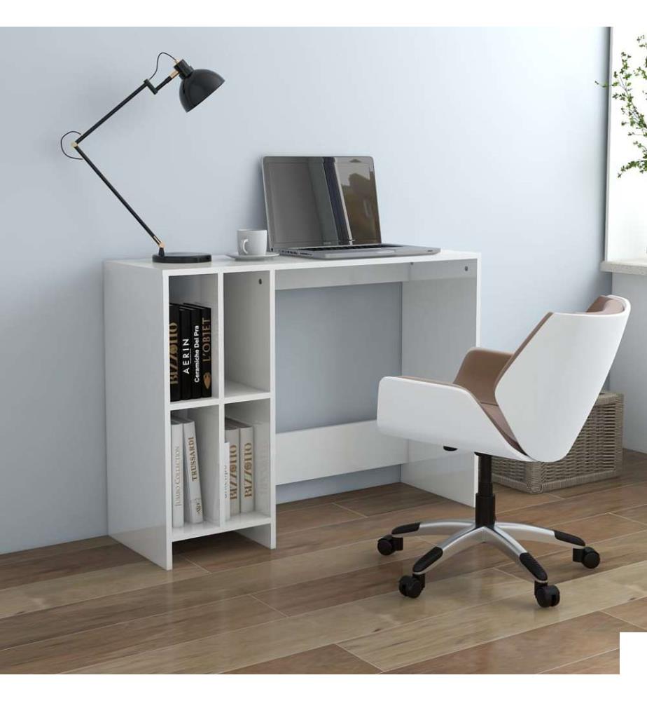 Bureau d'ordinateur portable blanc brillant bois d'ingénierie
