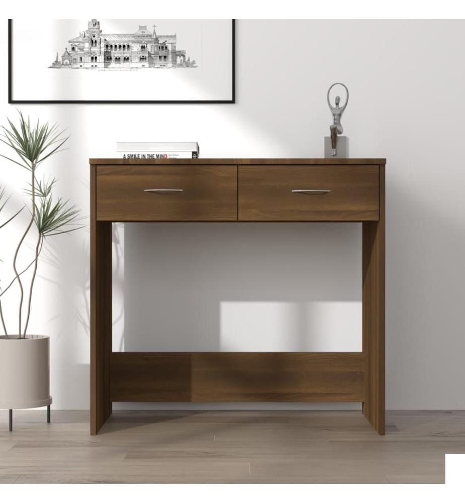 Bureau chêne marron 80x40x75 cm bois d'ingénierie