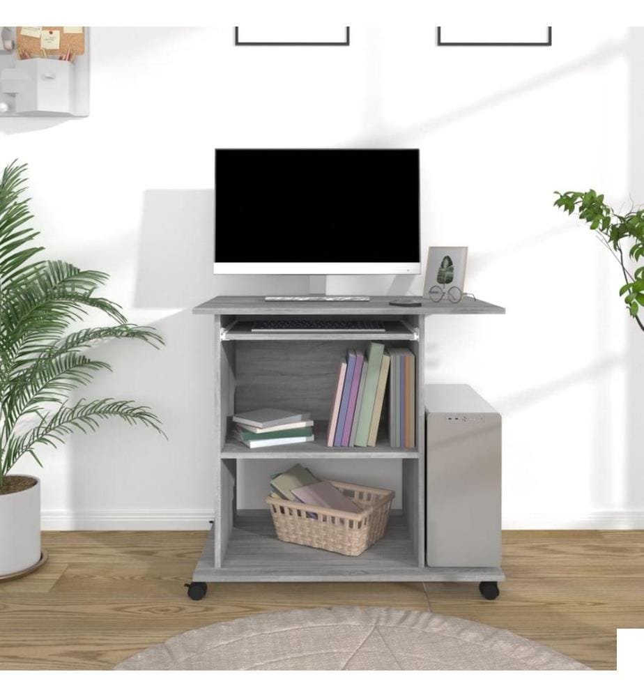 Bureau d'ordinateur Sonoma gris 80x50x75 cm Bois d'ingénierie