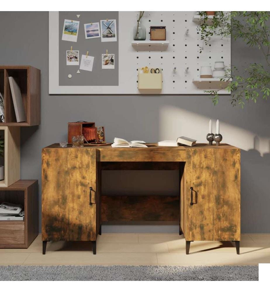 Bureau Chêne fumé 140x50x75 cm Bois d'ingénierie