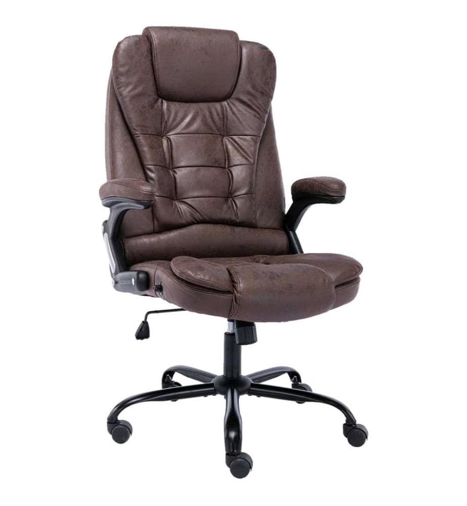 Chaise de bureau marron foncé similicuir daim