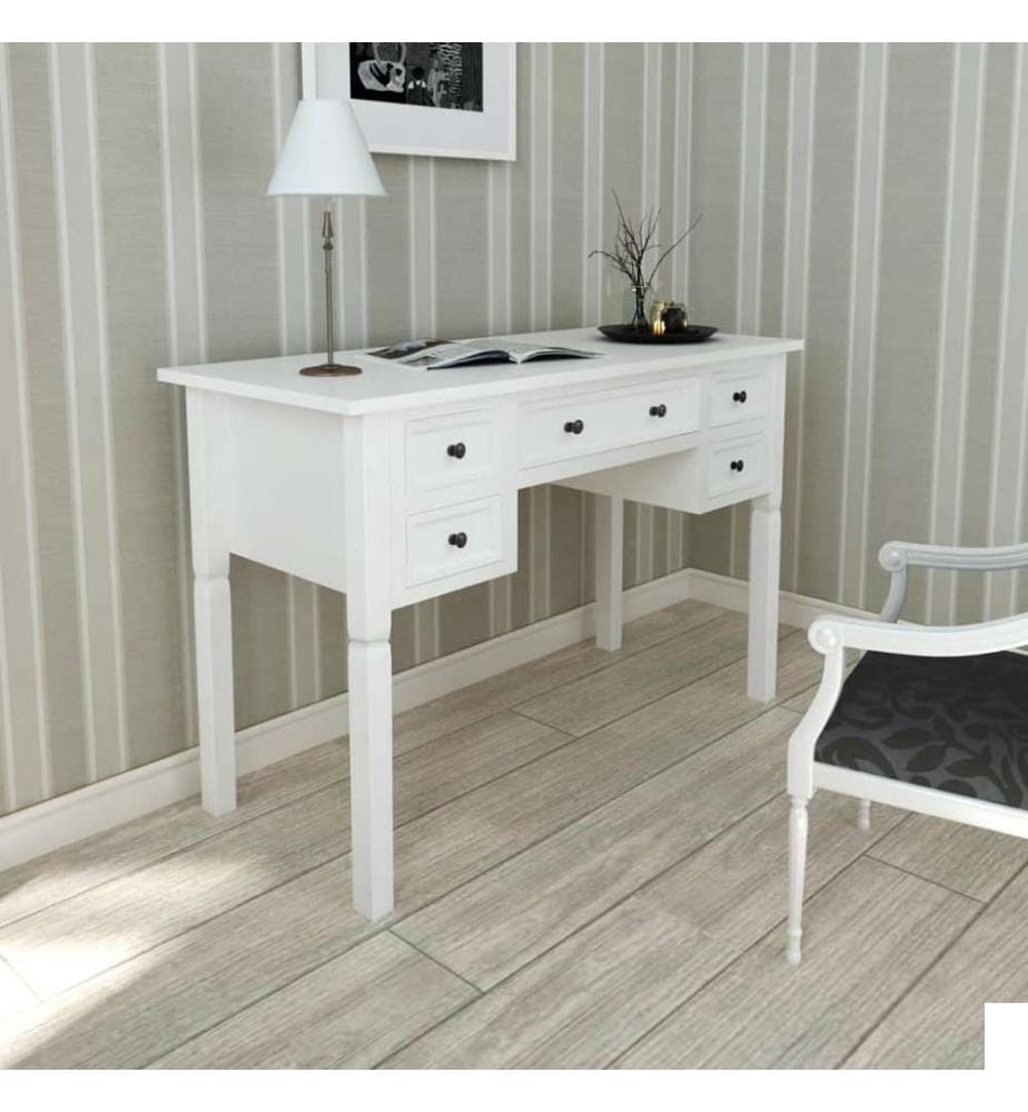 Bureau blanc à 5 tiroirs