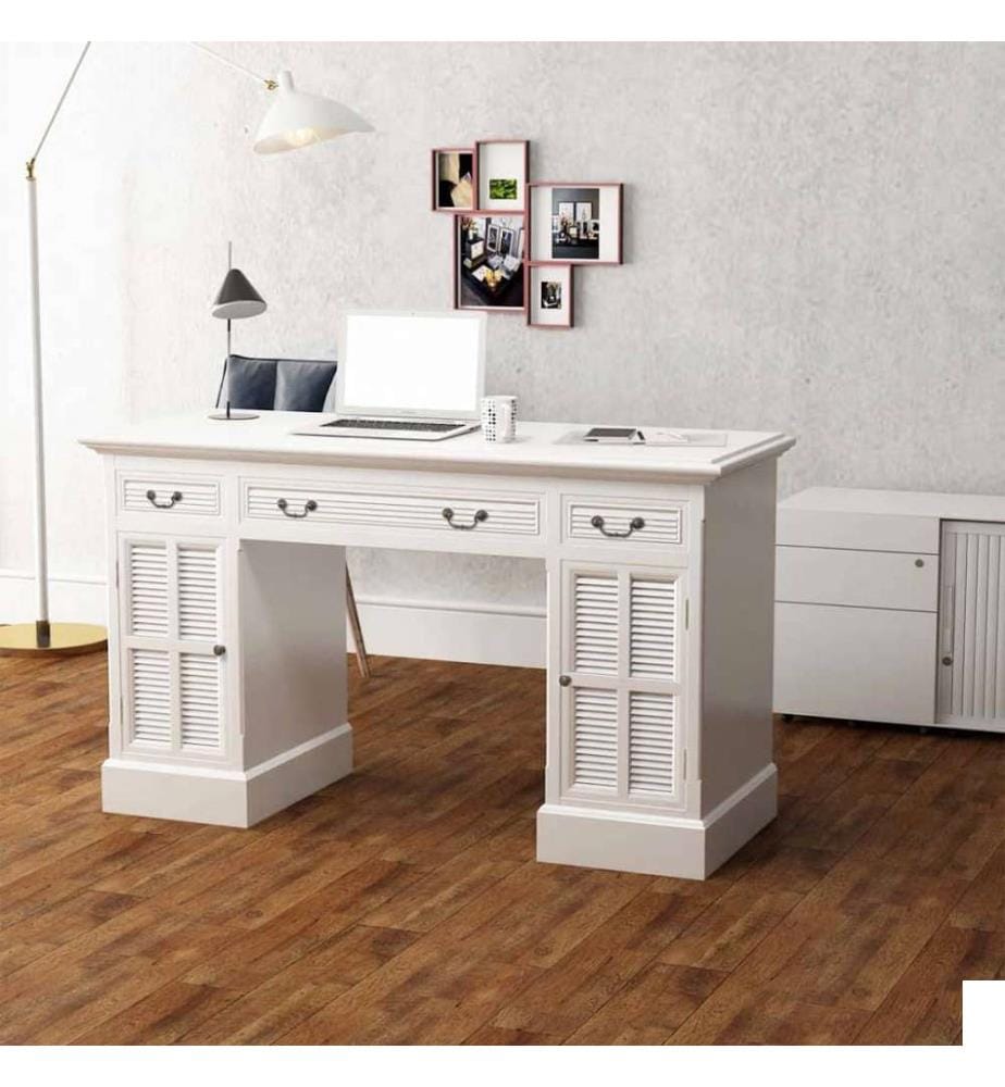 Bureau à double piédestal Blanc 140 x 48 x 80 cm