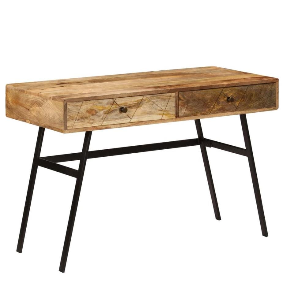 Bureau avec tiroirs Bois solide de manguier 110x50x76 cm