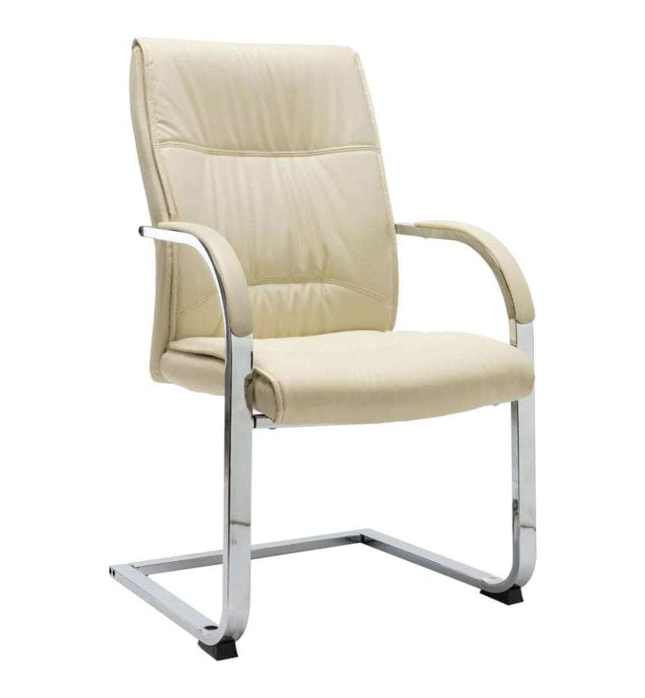 Chaise de bureau cantilever Crème Similicuir
