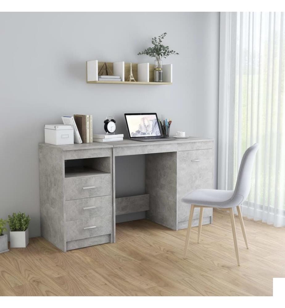 Bureau Gris béton 140x50x76 cm Bois dingénierie