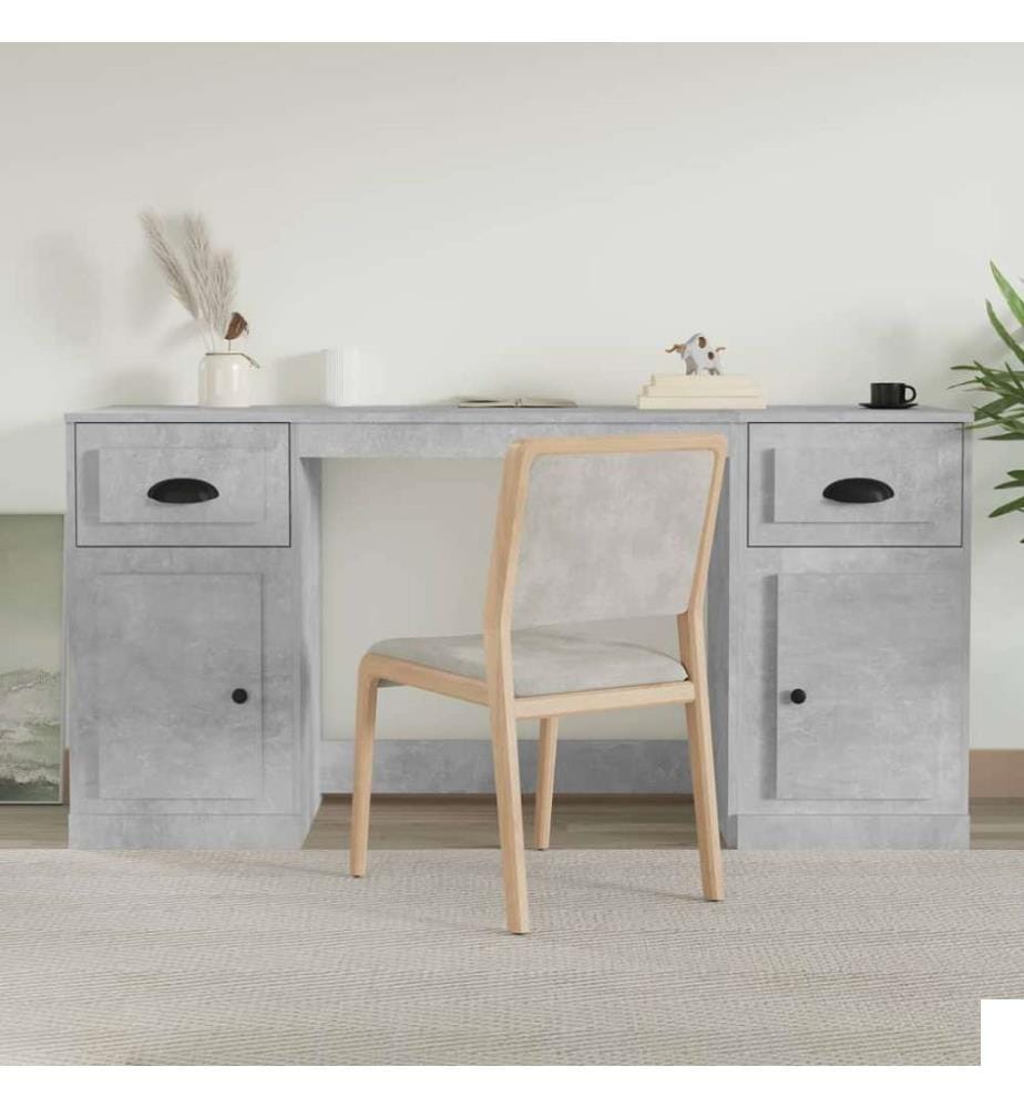 Bureau avec armoire gris béton bois d'ingénierie