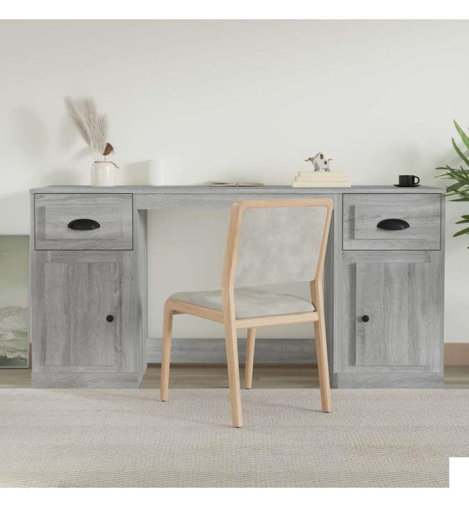 Bureau avec armoire sonoma gris bois d'ingénierie