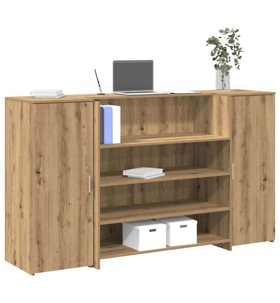 Bureau réception chêne artisanal 180x50x103,5cm bois ingénierie