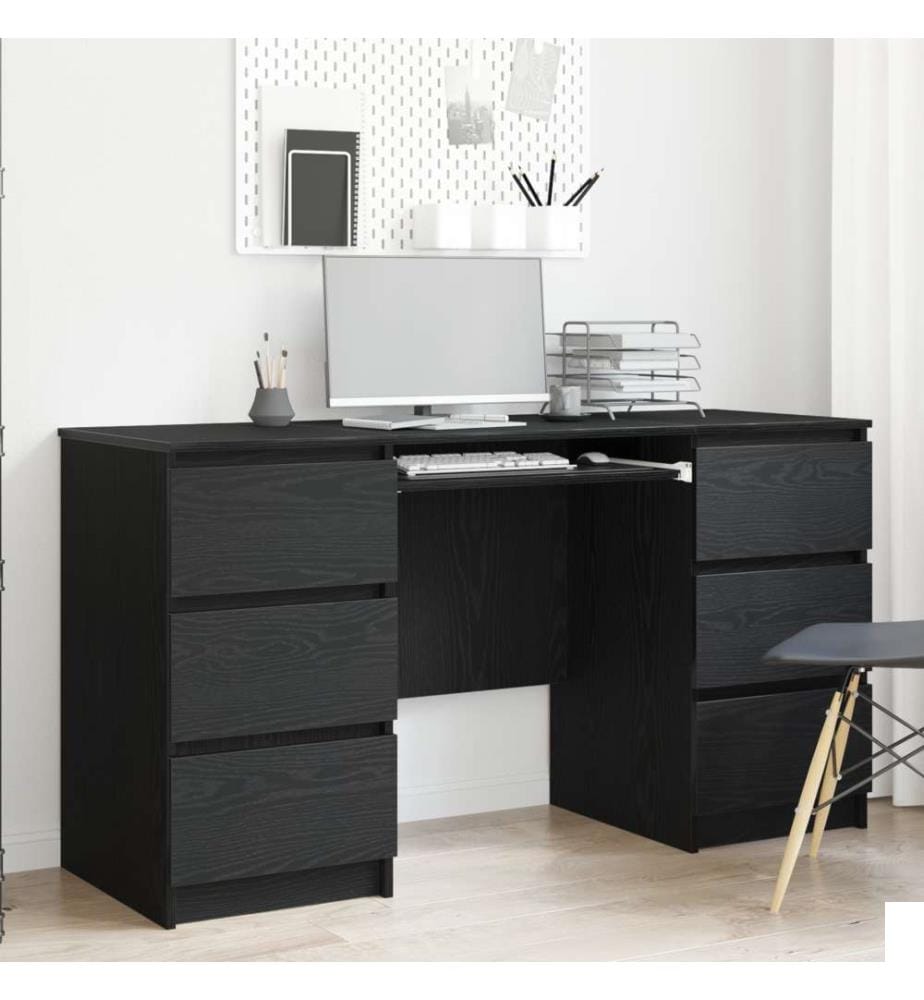 Bureaux 2 pcs Chêne Noir 140x50x76 cm Bois d'ingénierie
