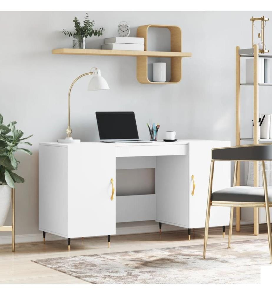 Bureau blanc 140x50x75 cm bois d'ingénierie