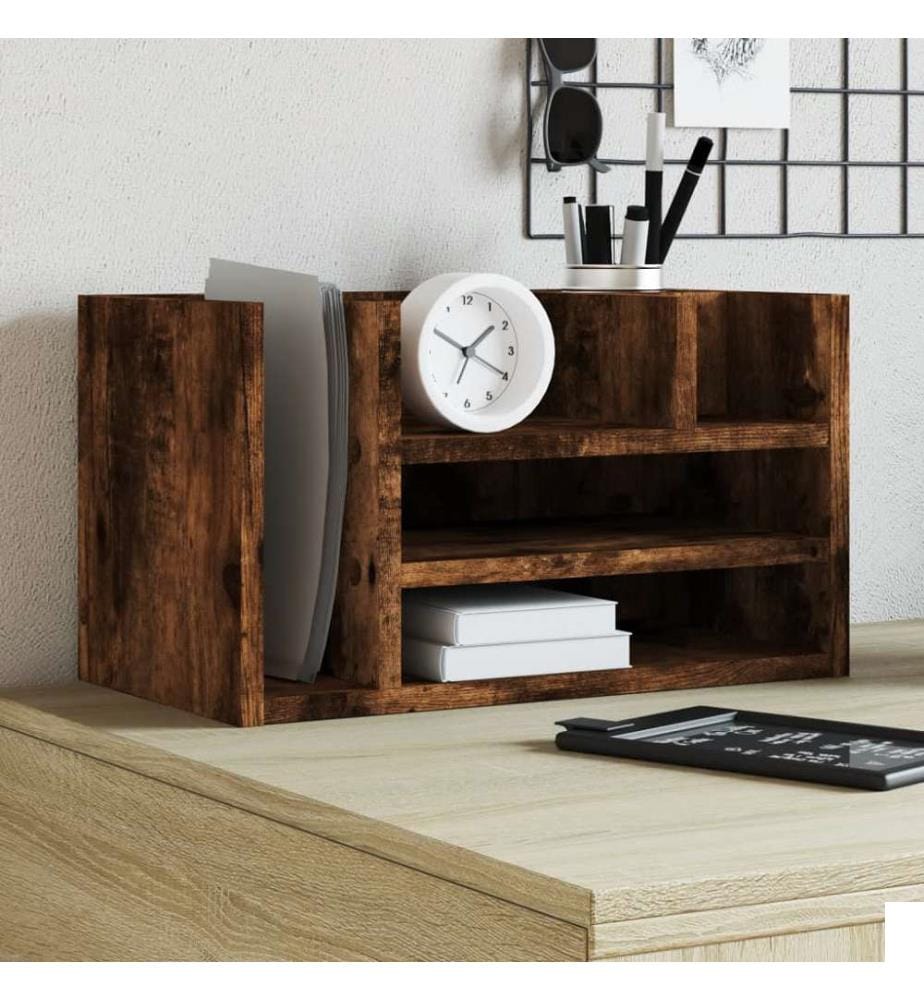 Organisateur de bureau chêne fumé 44,5x24x25 cm bois ingénierie