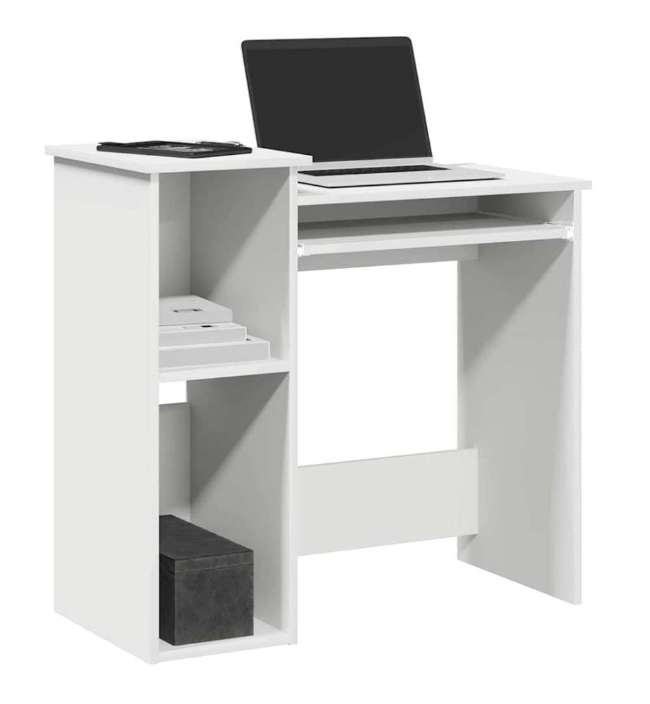 Bureau avec étagères blanc 84x40x78 cm bois d'ingénierie