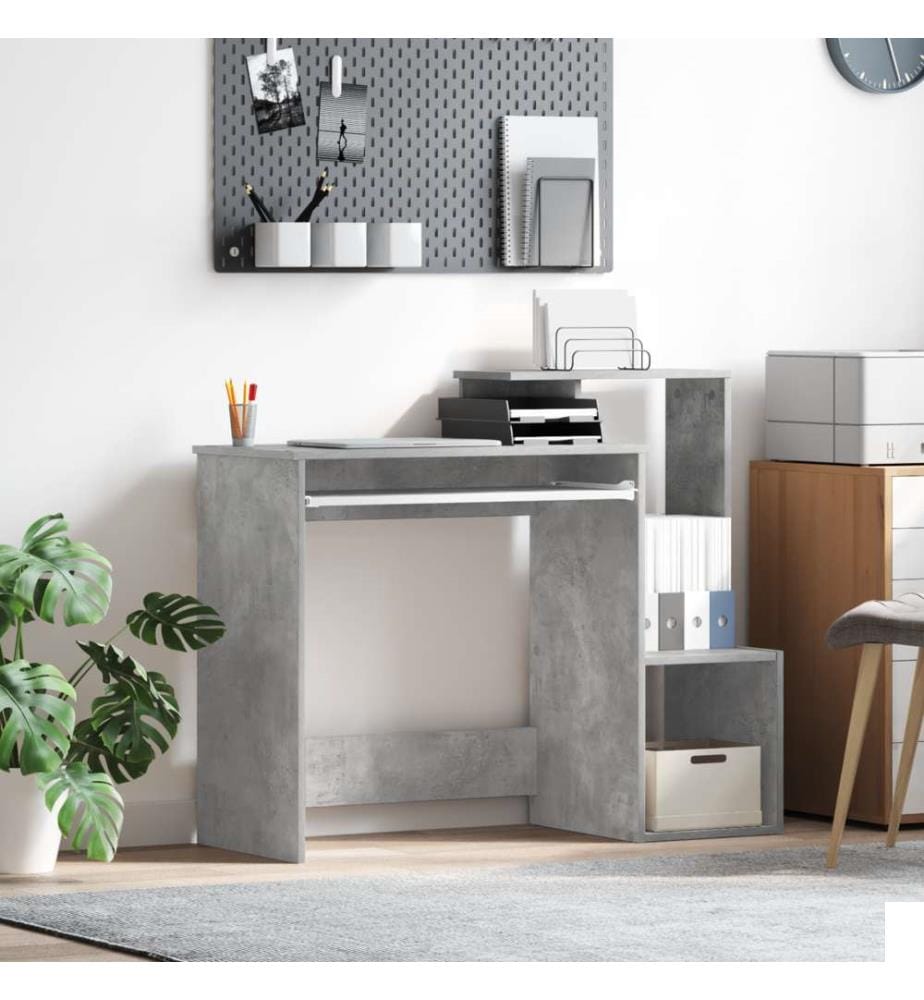 Bureau gris Effet béton Panneau de particules Moyen Rangement