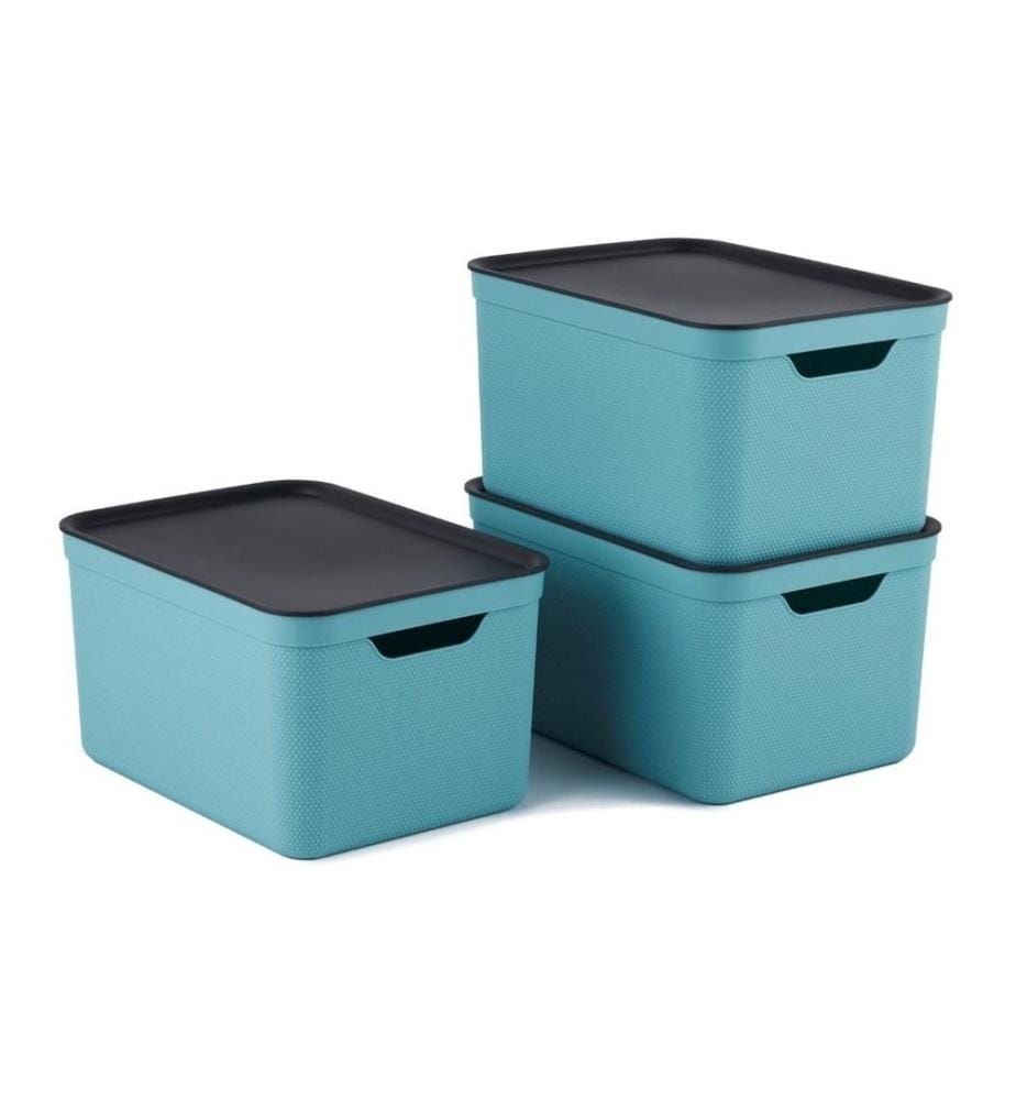 ROTHO - Boîte de rangement A4 Jive 3 pièces, Bleu clair