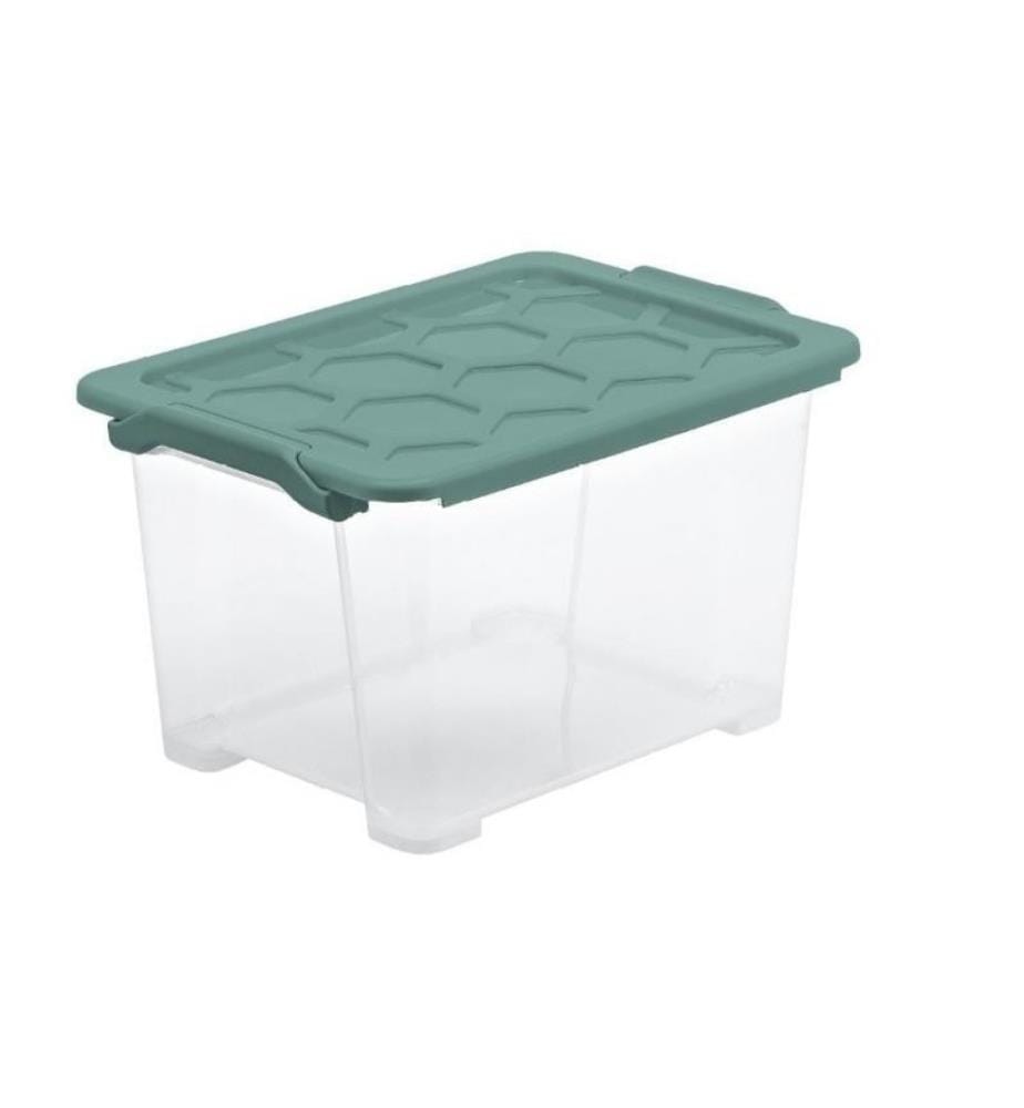 ROTHO - Boîte de rangement Evo Safe 15 l, Vert/Transparent