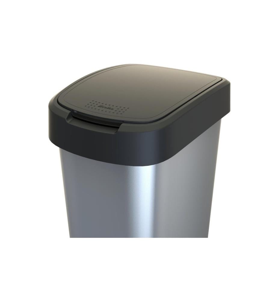 ROTHO - Poubelle à bascule Art Twist 50 l, argent métallisé