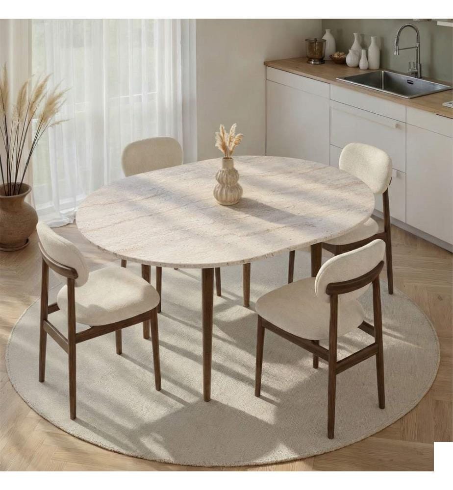 Table à manger extensible - Noyer travertin