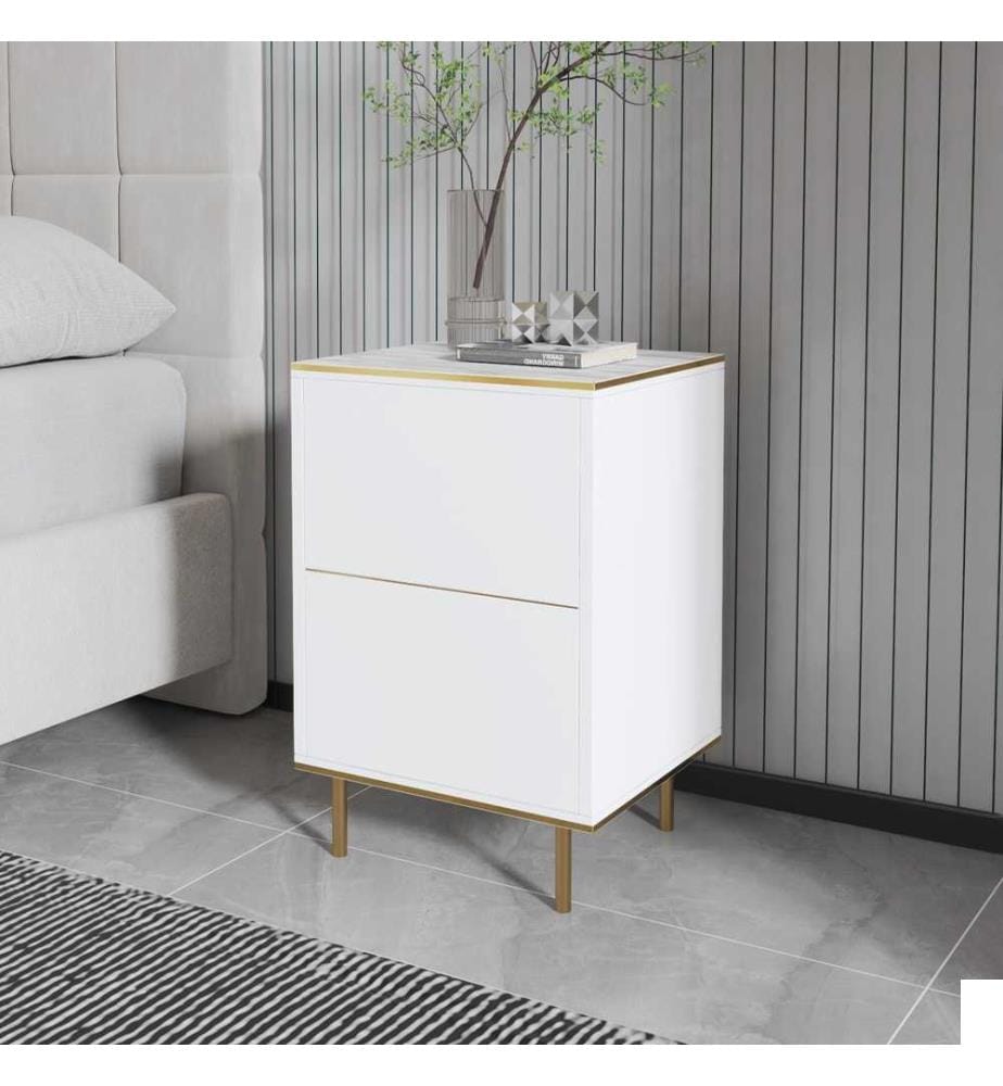Table de nuit - White Marble Gold