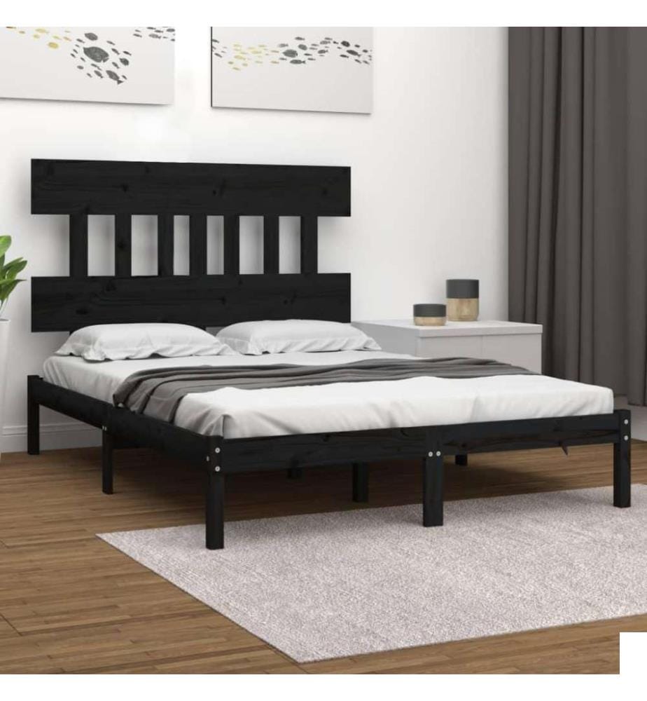 Cadre de lit Noir Bois massif 200x200 cm
