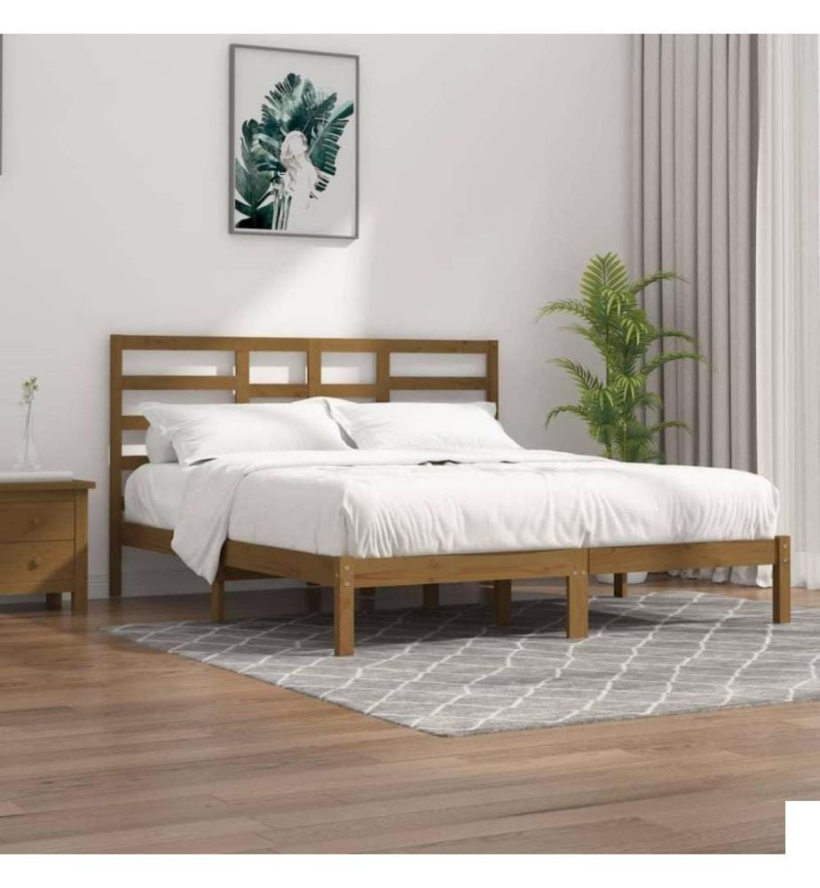 Cadre de lit Marron miel Bois massif 200x200 cm
