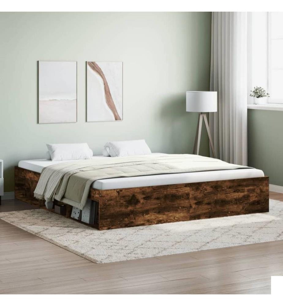 Cadre de lit chêne fumé 180x200 cm super king