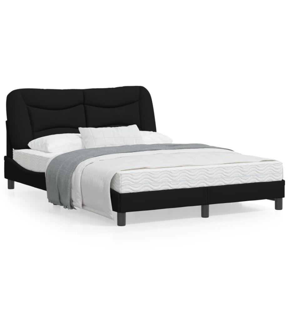 Cadre de lit avec tête de lit Noir 140x190 cm Tissu
