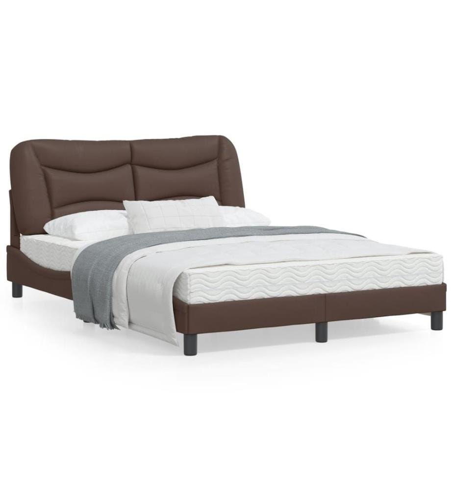 Cadre de lit avec tête de lit Marron 140x190 cm Similicuir